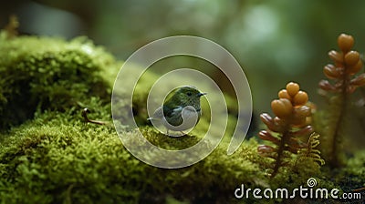 Shamrock Bird In A Mossy Forest Stock Photo