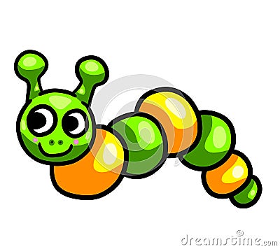 A Adorable Little Colorful Worm Cartoon Illustration