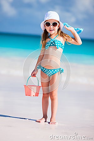 Adorable little girl at beach Stock Photo