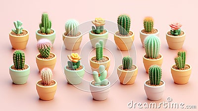 Adorable Miniature 3D Cactus: A Tiny Delight of Nature Stock Photo