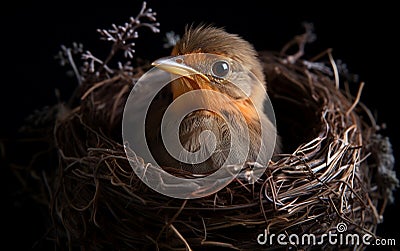 Adorable Nestling Bird Close-up. Generative AI Stock Photo