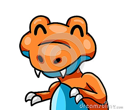A Small Adorable Orange T Rex Cartoon Illustration