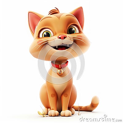Adorable Orange Tabby Cat Cartoon on White Background. Generative ai Cartoon Illustration
