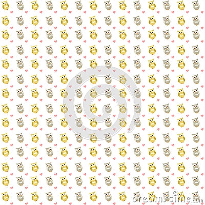 Adorable Owls Seamless Pattern, Illustration Stock Photo