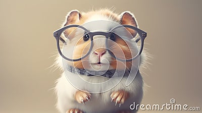 Specs & Cuddles: A Cool Hamster Rocking Glasses Stock Photo