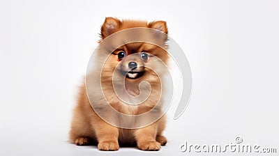 Adorable Pomeranian Puppy With Exaggerated Facial Features Stock Photo