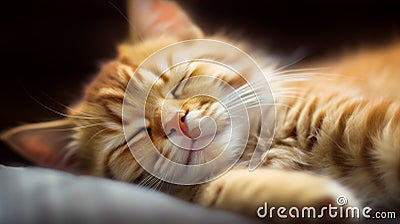 Adorable portrait of a sleeping ginger cat Stock Photo