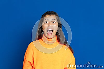 Preteen girl with yellow jersey Stock Photo