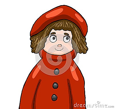 Adorable Red Riding Hood Cartoon Illustration