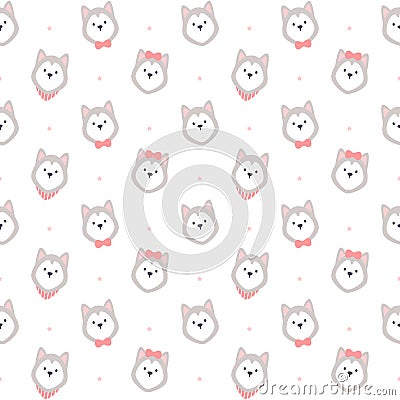 Adorable siberian husky seamless pattern background Stock Photo