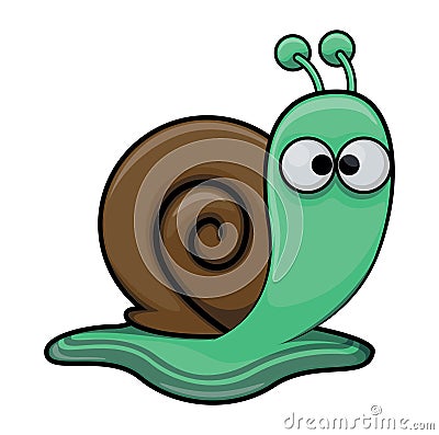 Adorable Snail Cartoon Color Illustration Vector Illustration