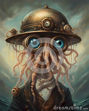 Adorable Steampunk Octopus Stock Photo
