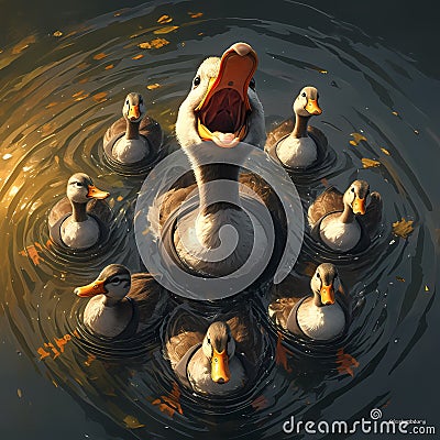 Ducks as Ninjas: Fun and Creative Marketing Imagery Stock Photo