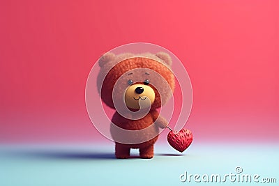 Adorable Teddy Bear with Heart Stock Photo