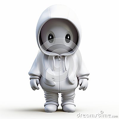 Adorable Toy Sculptures: A White And Gray Character In A Sweatshirt And Hoodie Cartoon Illustration