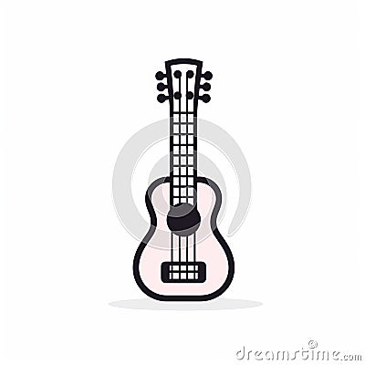 Dreamy Pink Ukulele Line Icon Vector Illustration Cartoon Illustration