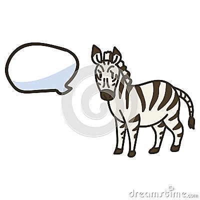 Adorable Vector Cartoon Lineart Zebra Speech Bubble Clip Art. Safari Animal Icon. Hand Drawn Kawaii Kid Motif Illustration Doodle Stock Photo