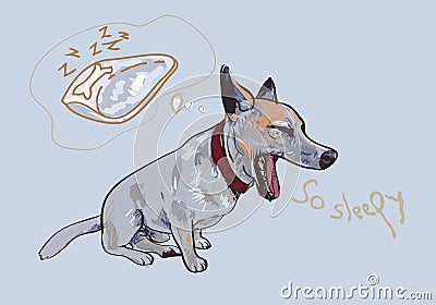 Adorable yawning dog Vector Illustration