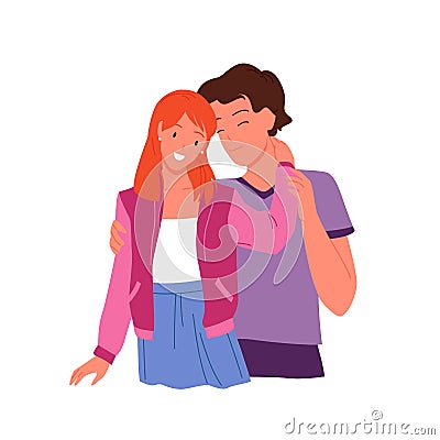 Adorable young couple cuddling with love and affection Vector Illustration