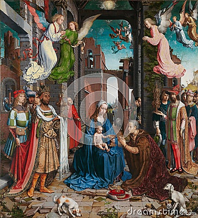 Adoration of the Kings painted by Jan Gossaert Editorial Stock Photo