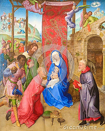 Adoration of the Magi by Hugo van der Goes (15th Century) Editorial Stock Photo