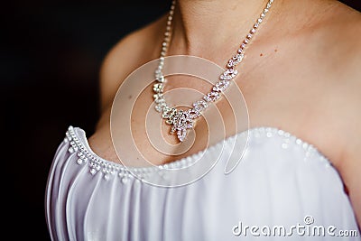 Adornment on neck of bride Stock Photo