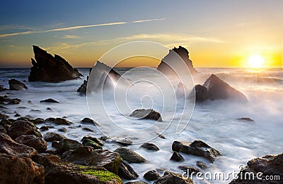 Adraga Beach Stock Photo