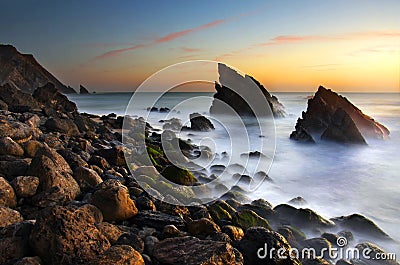 Adraga Beach Stock Photo