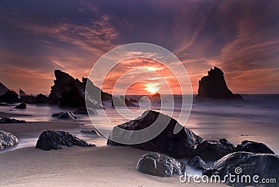 Adraga beach Stock Photo