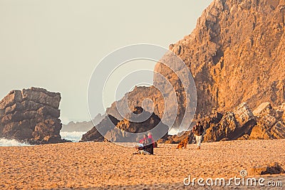 Adraga beach, sunset colors Editorial Stock Photo