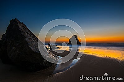 Adraga Beach Sunset Stock Photo