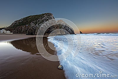 Adraga Beach in the wintrer Stock Photo