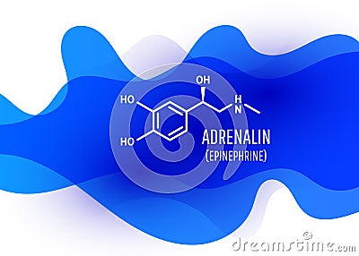 Adrenalin chemical formula with liquid fluid shapes on white background Cartoon Illustration