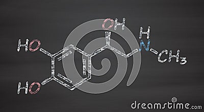 Adrenaline (adrenalin, epinephrine) neurotransmitter molecule. Used as drug in treatment of anaphylaxis Cartoon Illustration