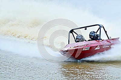 Adrenaline pumping excitement V8 Super boat speedboat racing Editorial Stock Photo