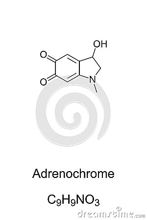 Adrenochrome molecule, skeletal formula and structure Vector Illustration