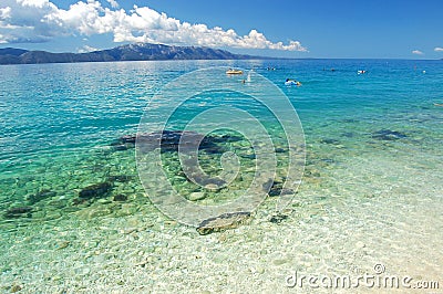 picturesque scenic view of adriatic beach in brist Stock Photo