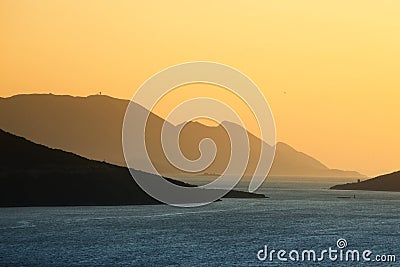 Adriatic Harbour at Sunset Stock Photo