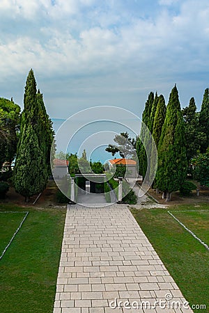 Adriatic Sea viewed from the steps of the Mestrovic Gallery iin Split Croatia Editorial Stock Photo