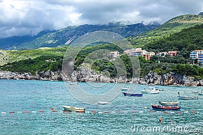 Adriatic seacoast, Przno beach, Milocer, Montenegro Stock Photo