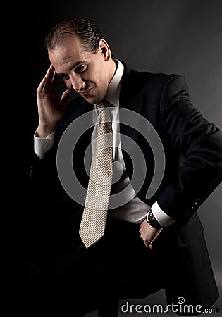 Adult businessman serious thinking sitting Stock Photo