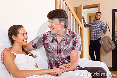 Adult and cheating partner at home Stock Photo