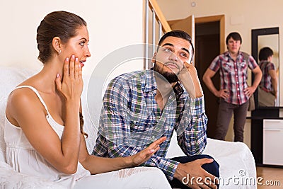 Adult and cheating partner at home Stock Photo