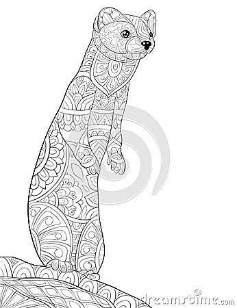 Adult coloring book,page a cute beautiful animal image for relaxing.Zen art style illustration Vector Illustration