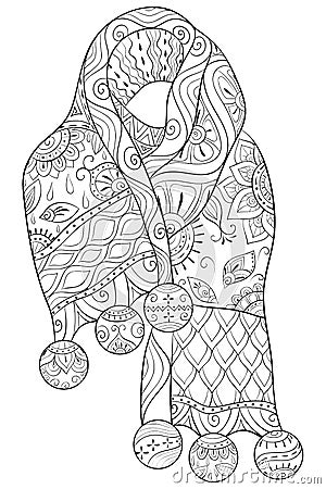 Adult coloring book,page an wool scarf with zen ornaments for relaxing. Vector Illustration