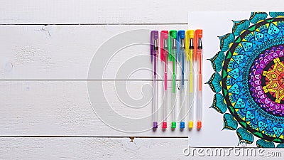 Adult coloring books, mindfulness concept Stock Photo