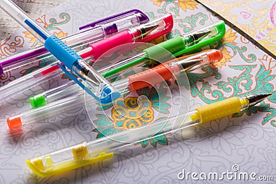 Adult coloring books, new stress relieving trend Stock Photo