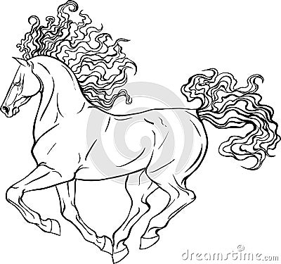 Adult coloring page horse. Vector Illustration