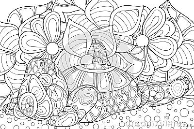 Adult coloring page panda Vector Illustration