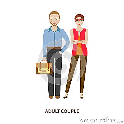 Adult couple character. Family without children Vector Illustration